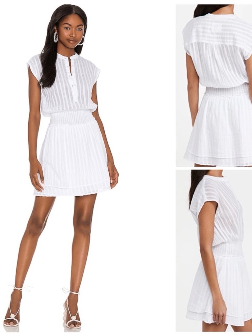 NWT RAILS Angelina White Shadow Lightweight Buttoned Dress (XS)